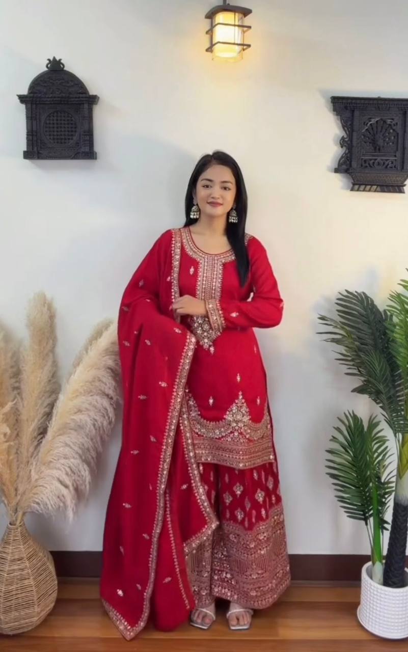 PREMIUM DESIGNER READYMADE TOP PLAZZO & DUPATTA COLLECTIONS