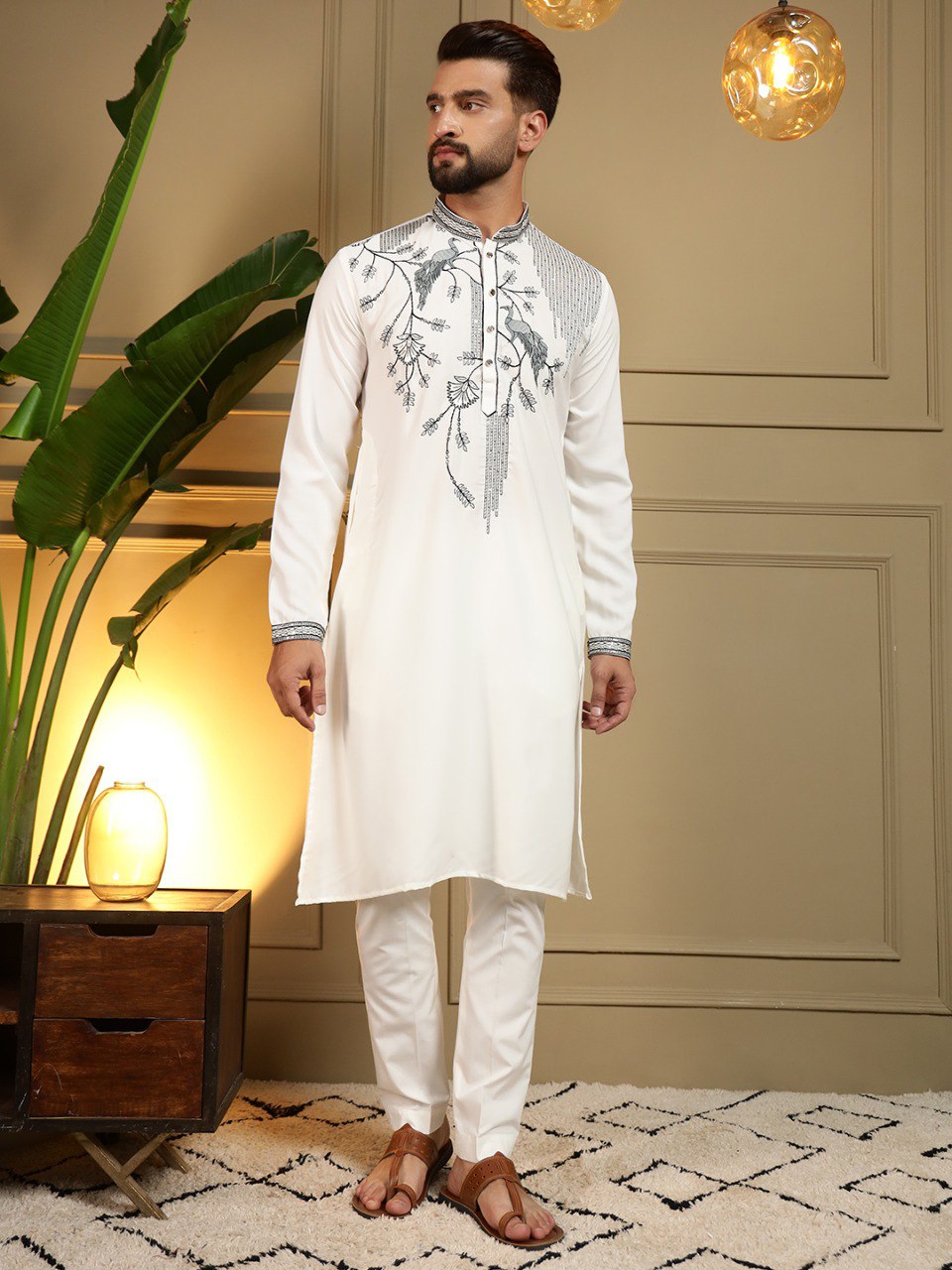 Royal Black Embroidered Kurta Pajama