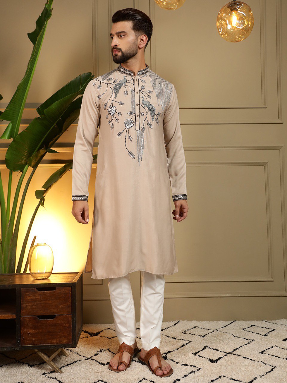Royal Black Embroidered Kurta Pajama