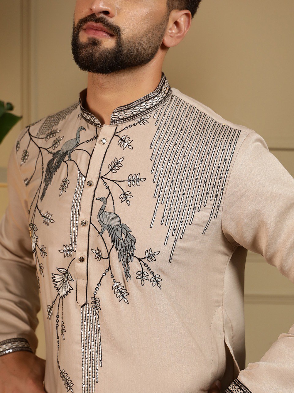 Royal Black Embroidered Kurta Pajama