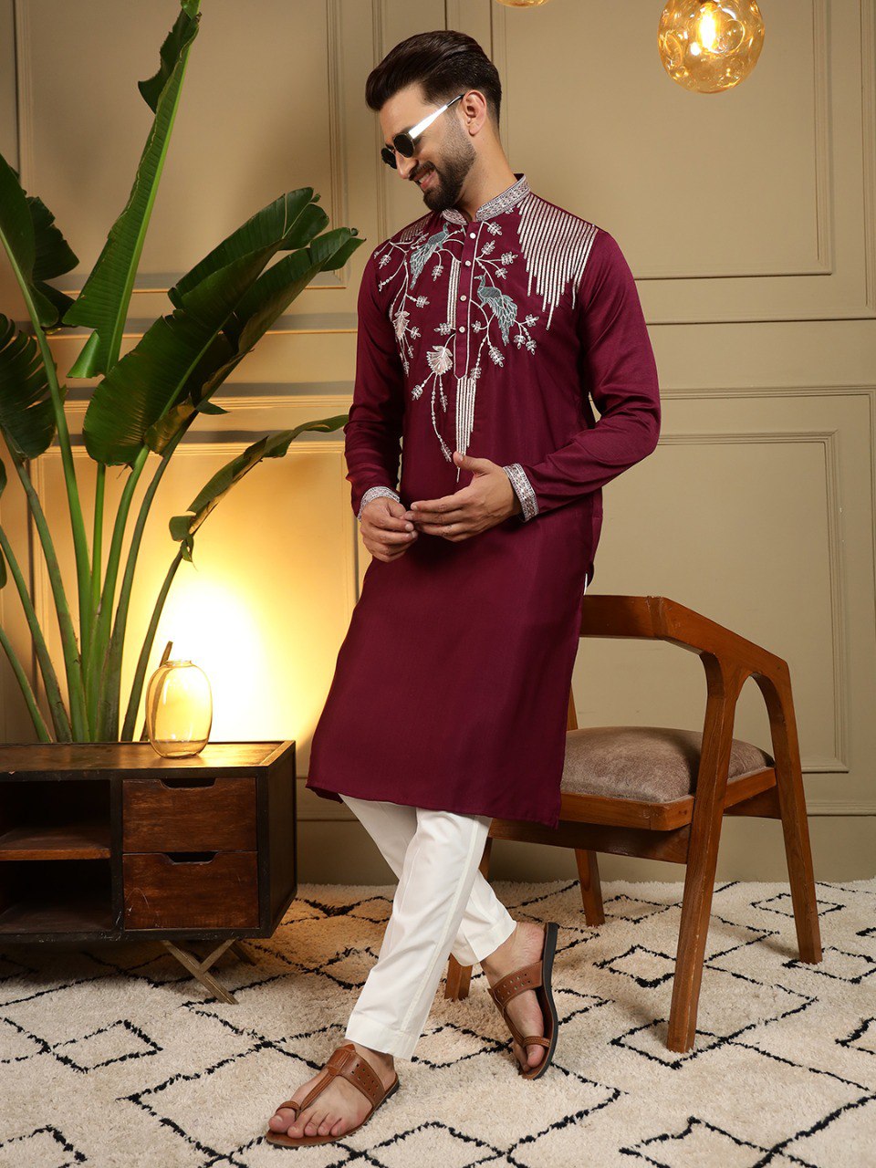 Royal Black Embroidered Kurta Pajama