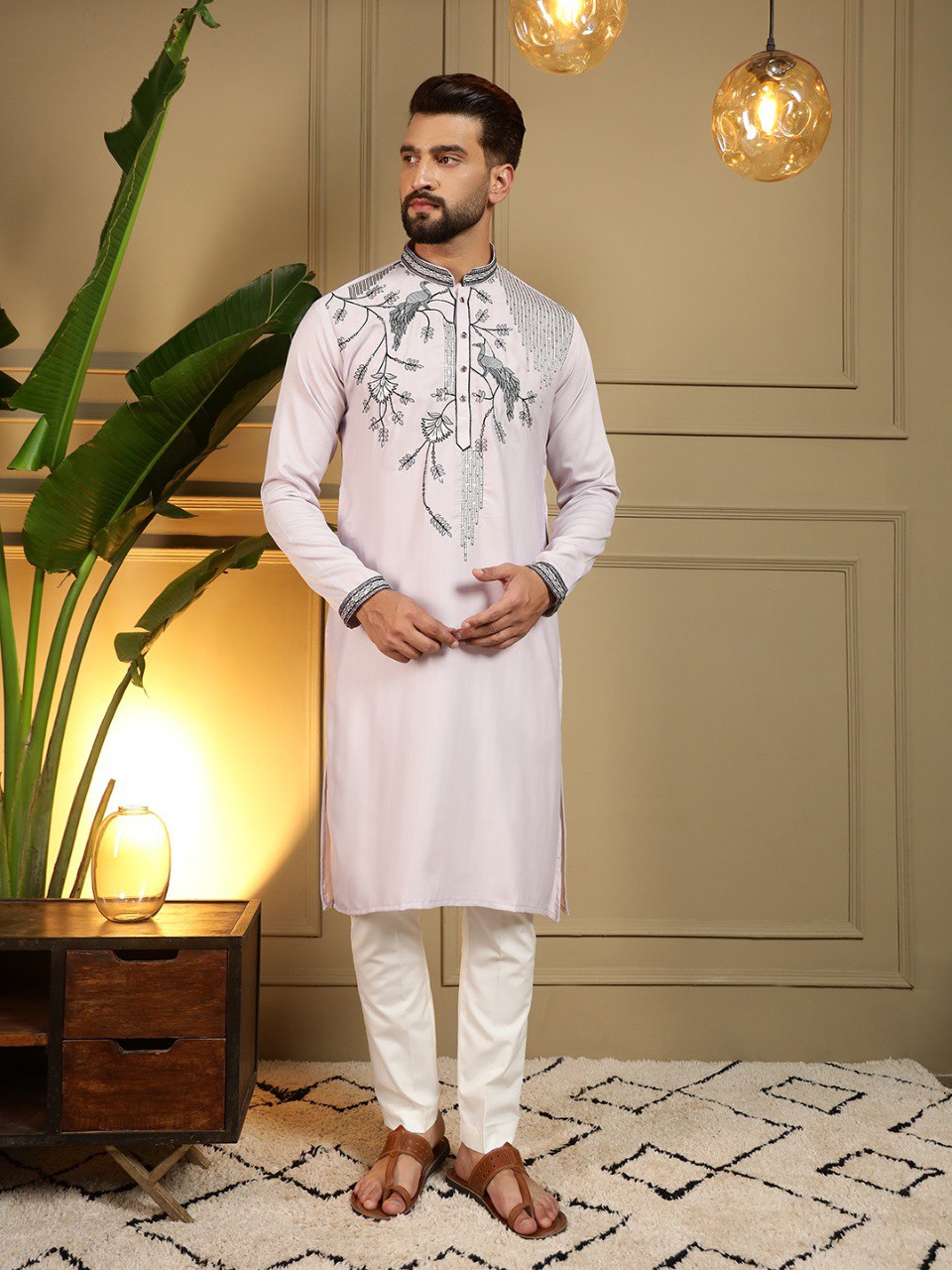 Royal Black Embroidered Kurta Pajama