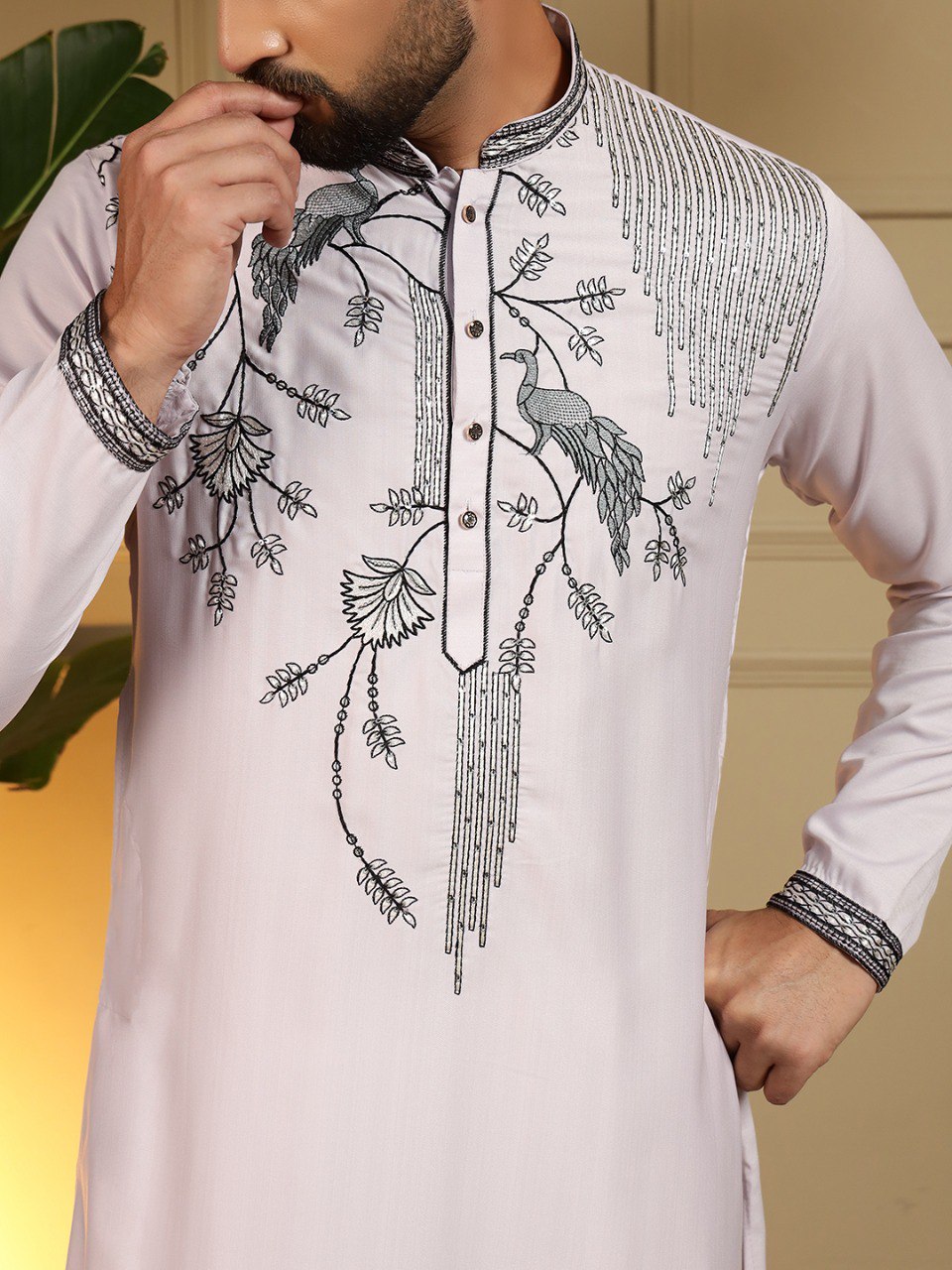 Royal Black Embroidered Kurta Pajama