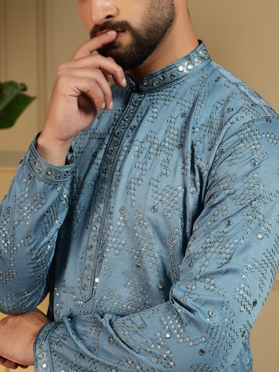 Royal Mirror Work Kurta Pyjama