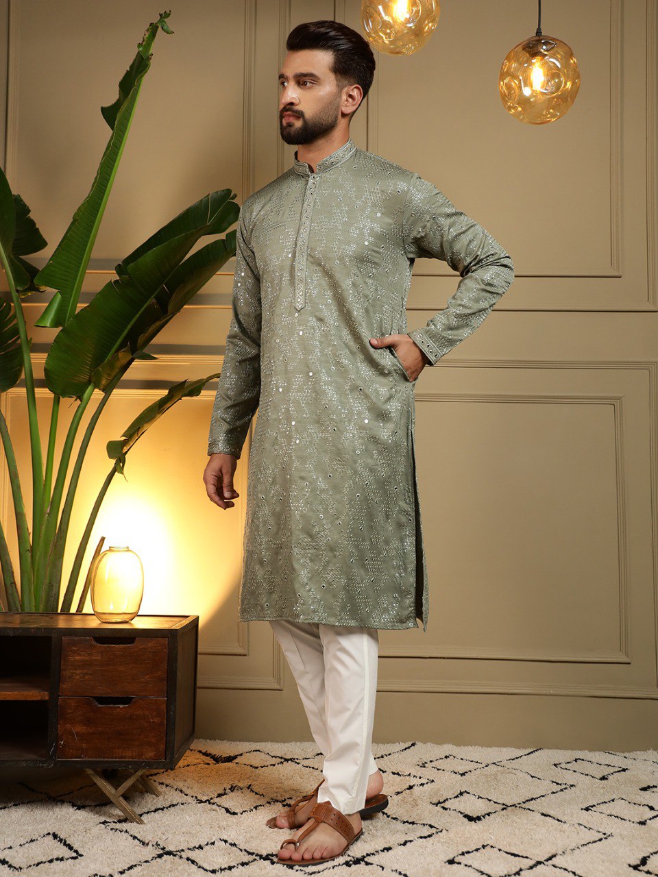 Royal Mirror Work Kurta Pyjama