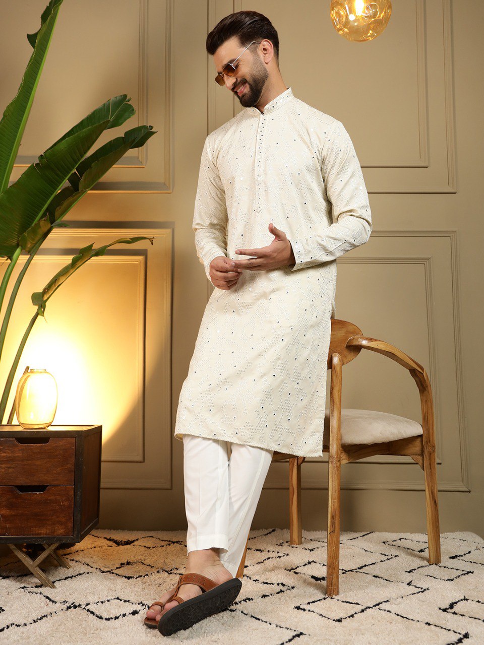 Royal Mirror Work Kurta Pyjama
