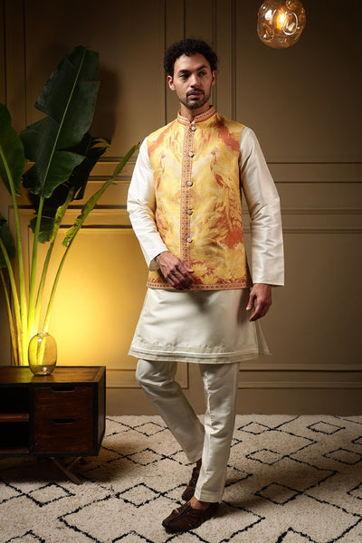 3D Jacquard Weave Koti Kurta With Pant Set