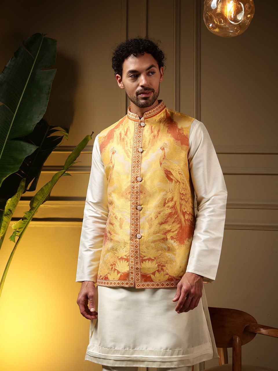 3D Jacquard Weave Koti Kurta With Pant Set