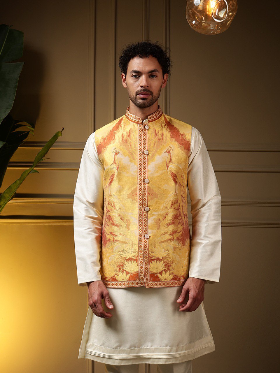3D Jacquard Weave Koti Kurta With Pant Set
