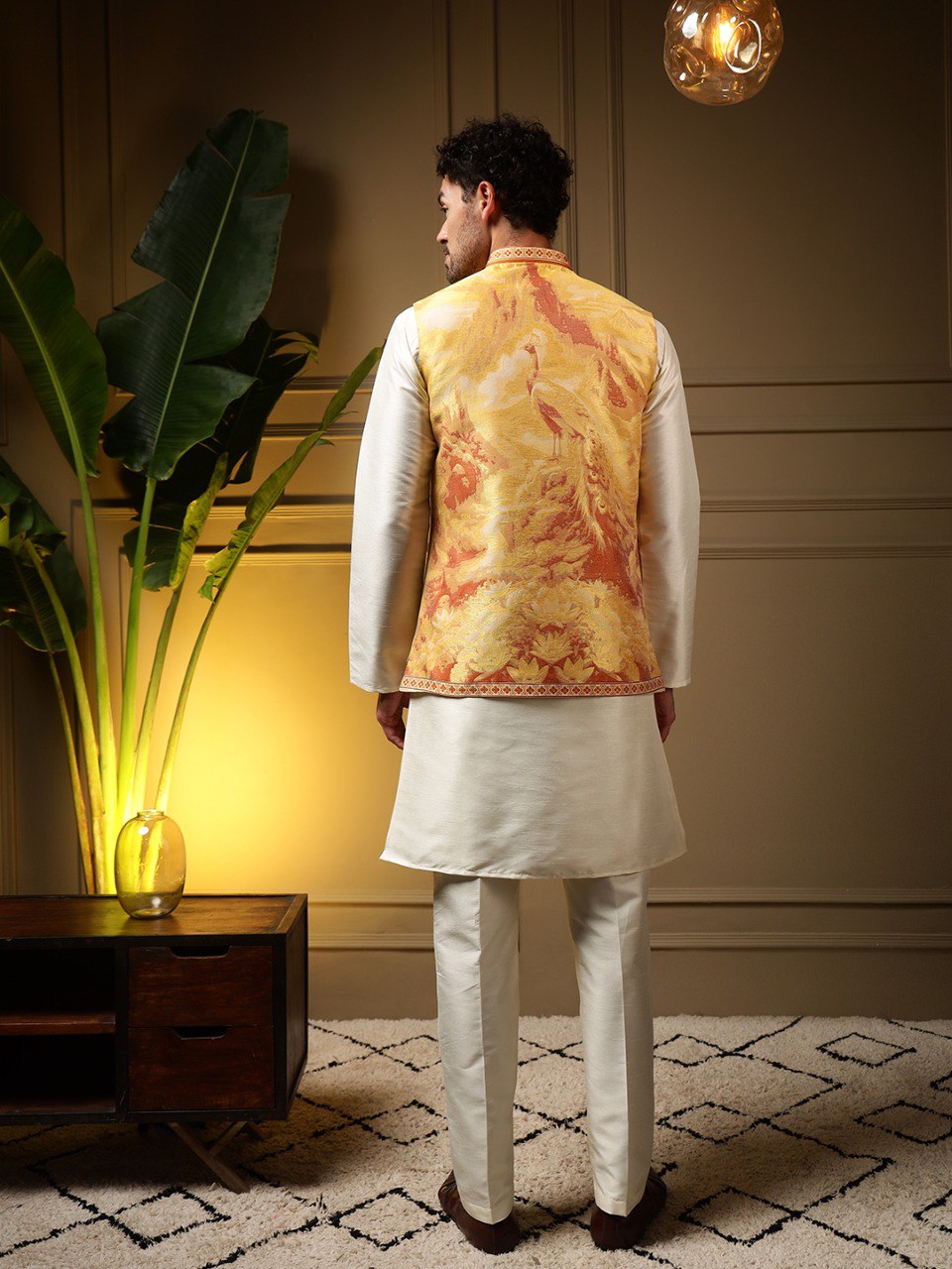 3D Jacquard Weave Koti Kurta With Pant Set