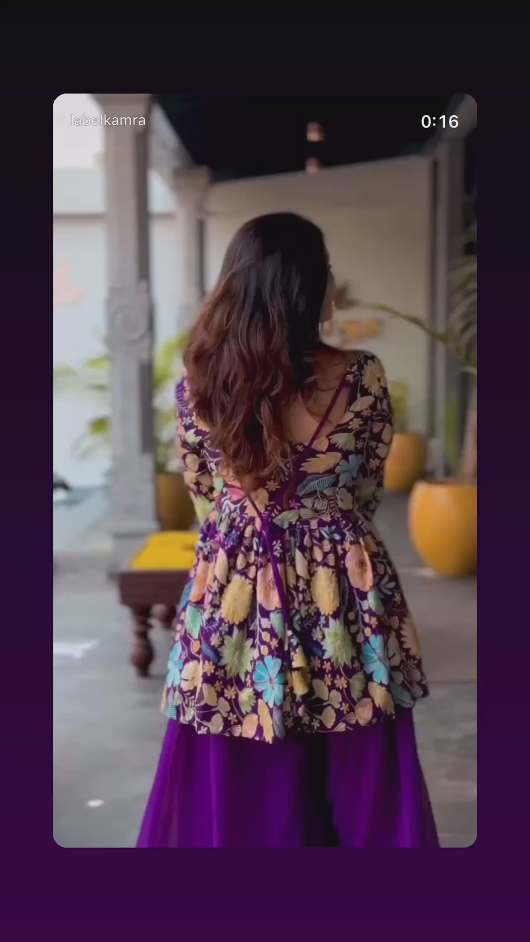 Purple Blossom Peplum Palazzo Set