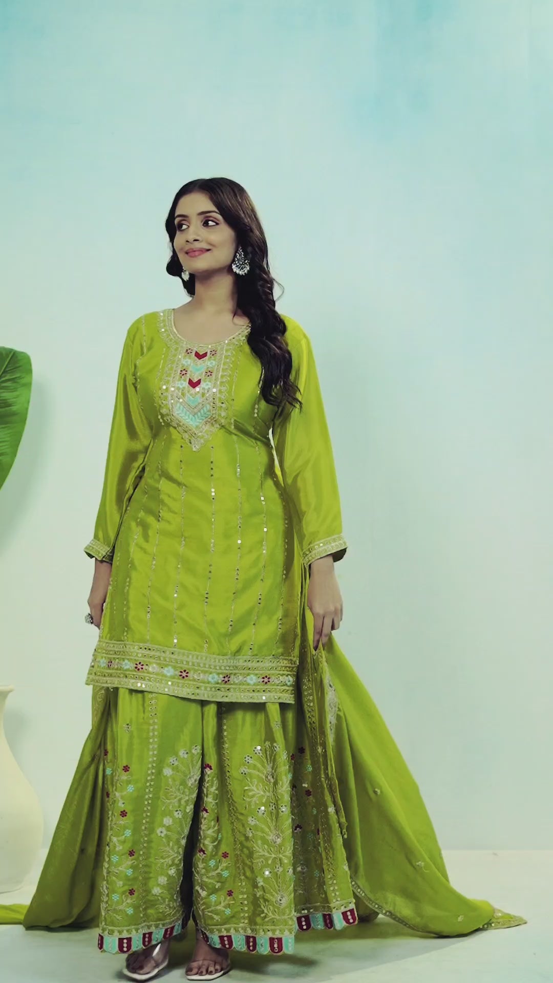 New Designer Embroidered Chinon suit With  Coding Sequence